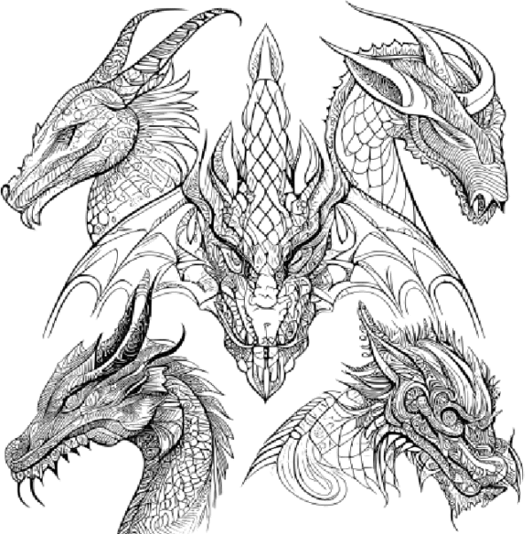 50 Dragon Coloring Book – Printable Fun